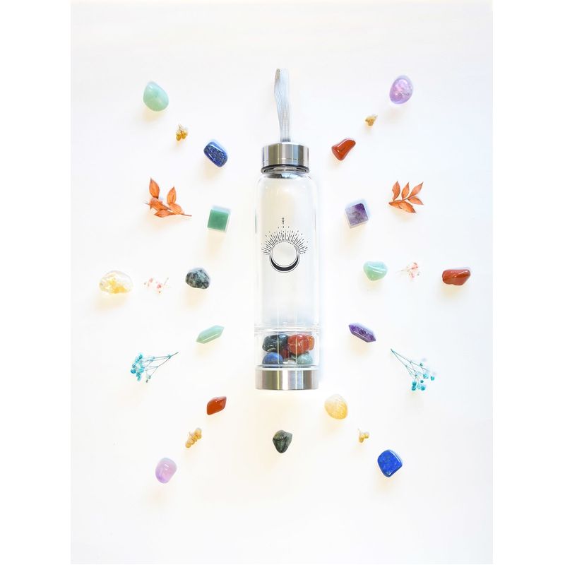 BOUTEILLE EN VERRE 7 CHAKRAS PIERRES ROULEES 50CL - OMSAE # img_psid: 11192